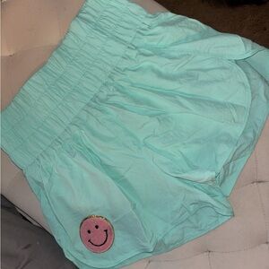 Judith March Mint Green Smocked Waist Mini Skirt with Smiley Patch